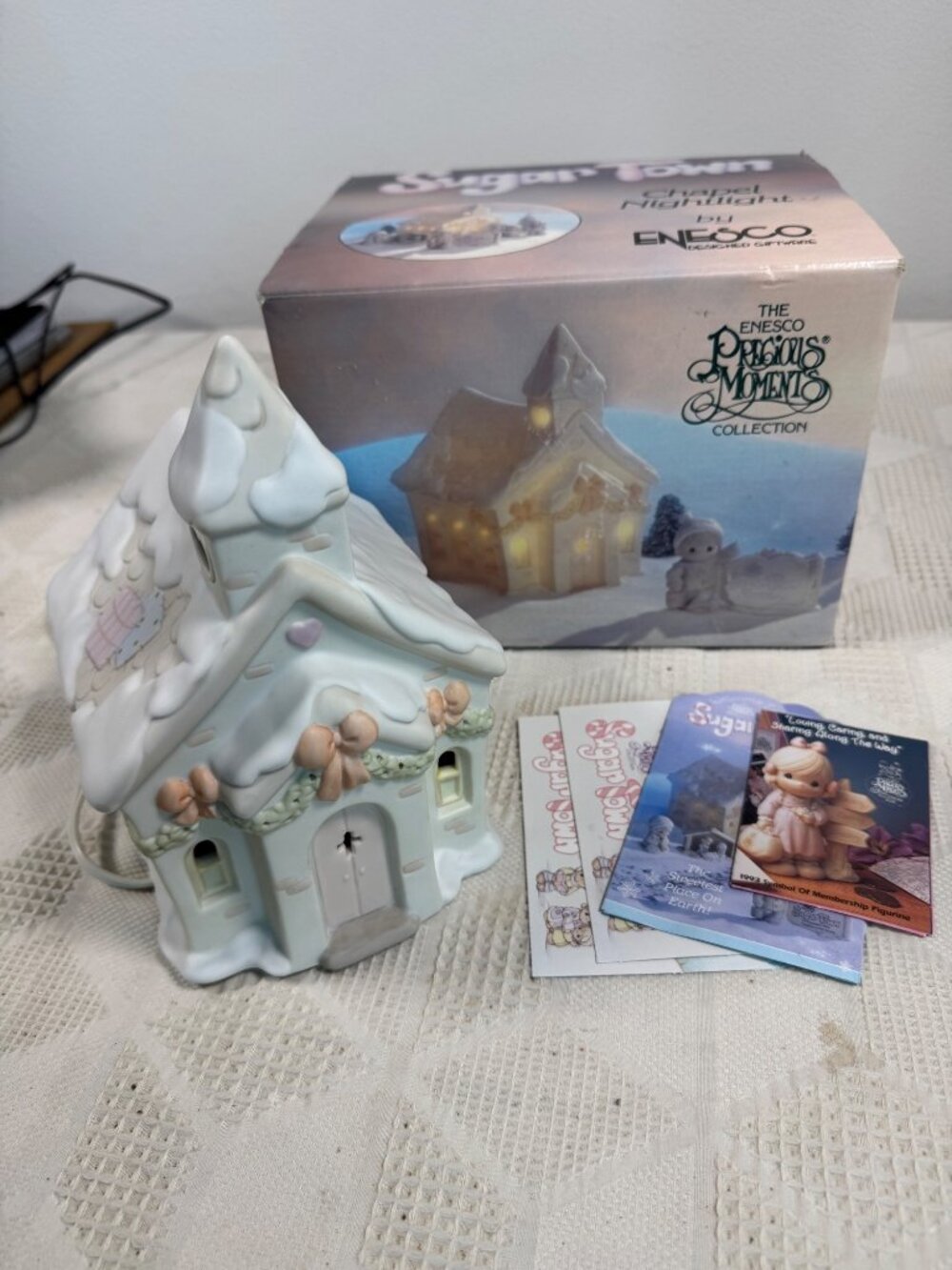 Enesco Precious Moments Sugar Town Lighted Chapel Figurine With Box Vintage 1992